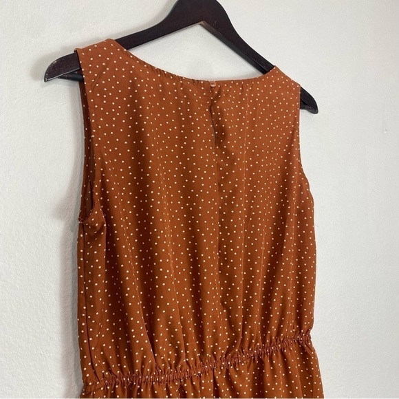 Jean Pascale Womans Soft Brown Polka Dot Sleeveless Dress Size 40 M - Picture 9 of 13